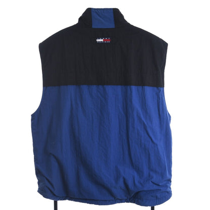 90s Tommy Hilfiger Black/Blue Fleece Lined Gilet (XL)