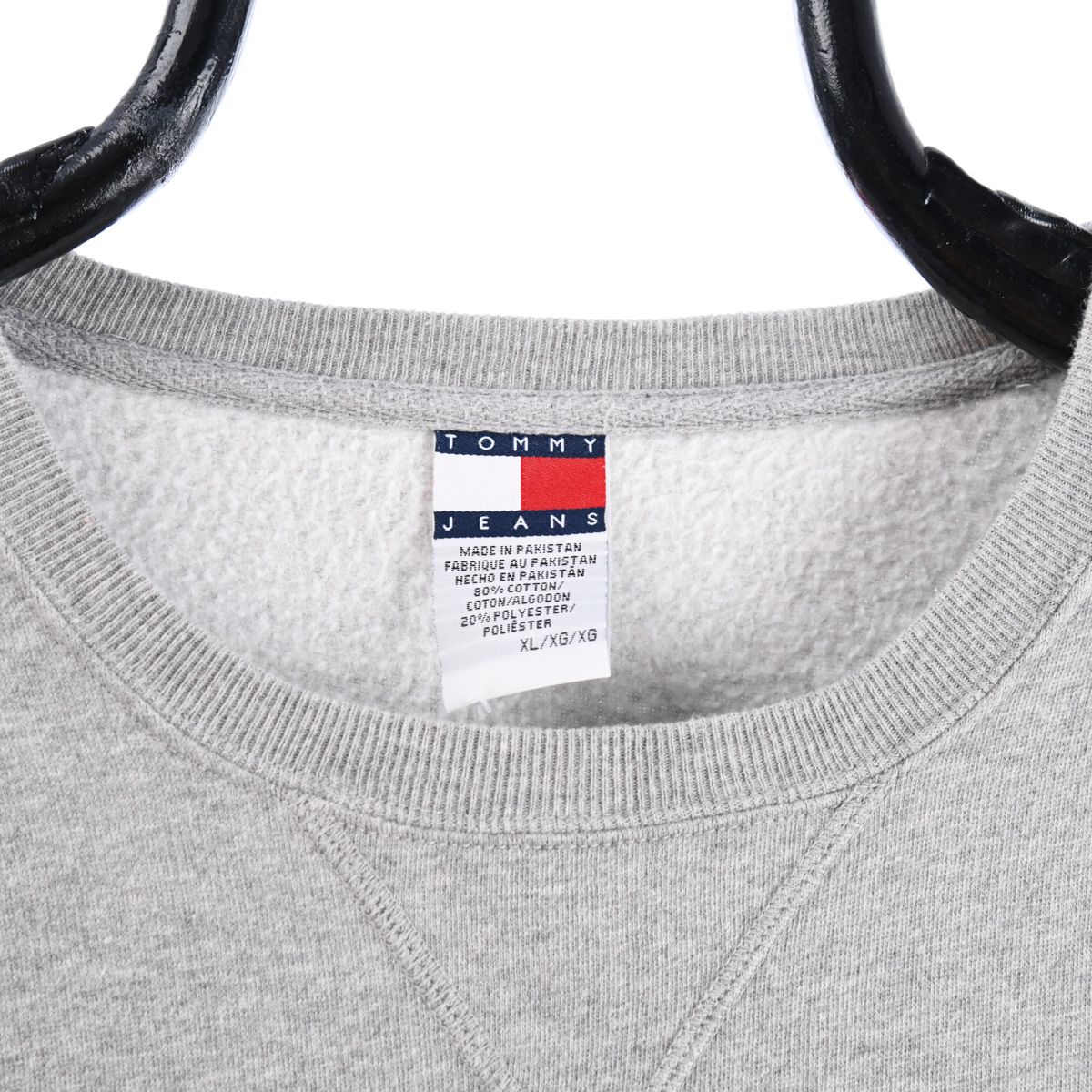 90s Tommy Hilfiger Denim Grey Embroidered Sweatshirt (XL)