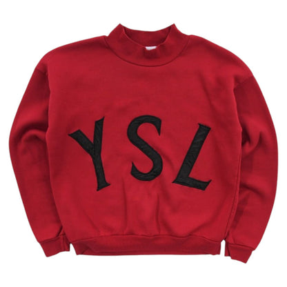 90s Yves Saint Laurent Red Embroidered Sweatshirt (XXS)