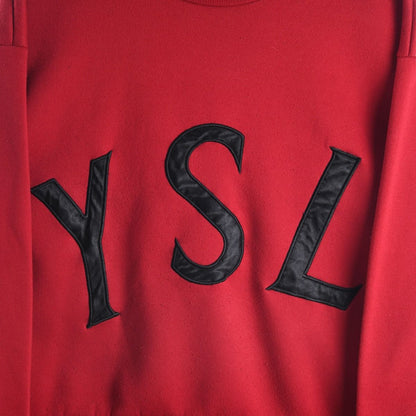 90s Yves Saint Laurent Red Embroidered Sweatshirt (XXS)