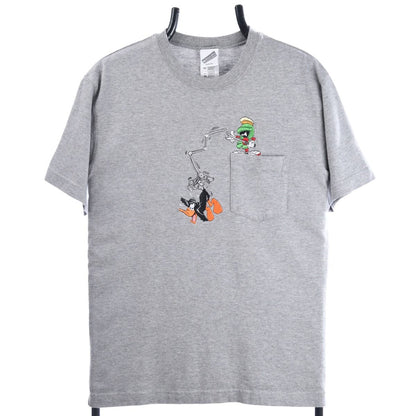 90s Warner Bros Grey Embroidered T-Shirt (XS)