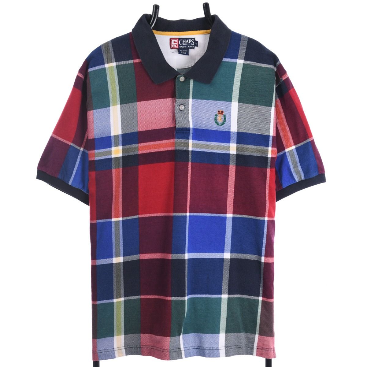 90s Chaps Ralph Lauren Checked Polo Top (L)