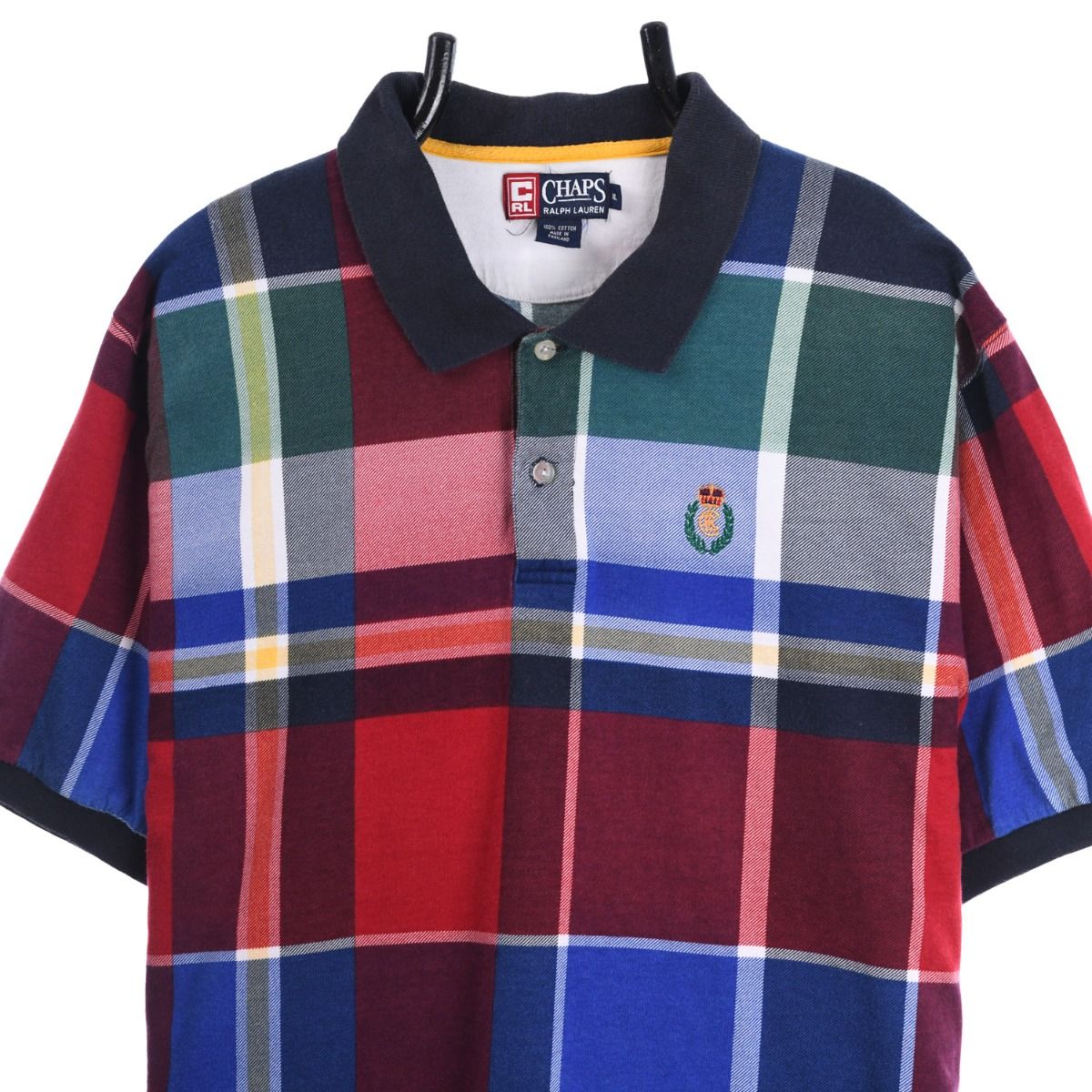 90s Chaps Ralph Lauren Checked Polo Top (L)