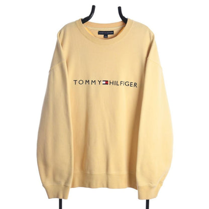 00s Tommy Hilfiger Yellow Embroidered Sweatshirt (XL)