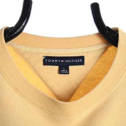 00s Tommy Hilfiger Yellow Embroidered Sweatshirt (XL)