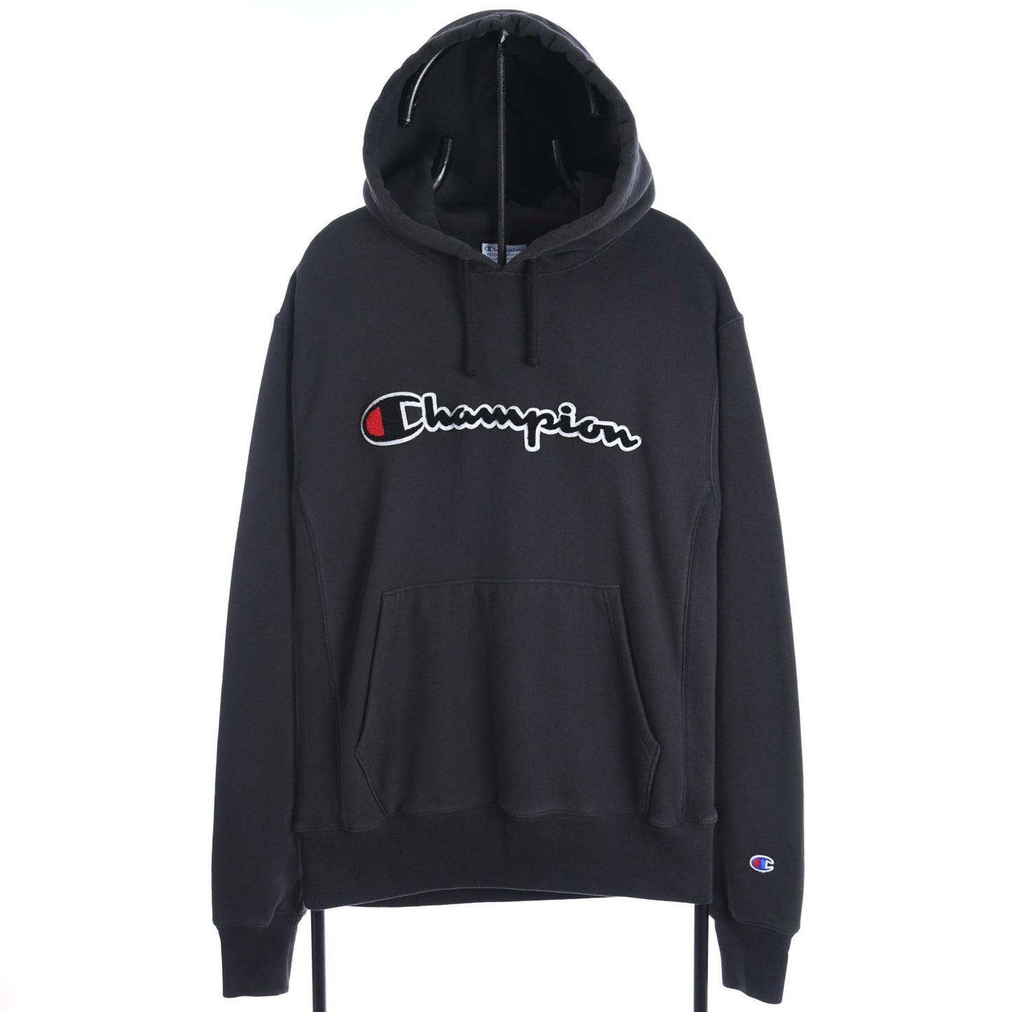 00s Champion Reverse Weave Black Embroidered hoodie (M)