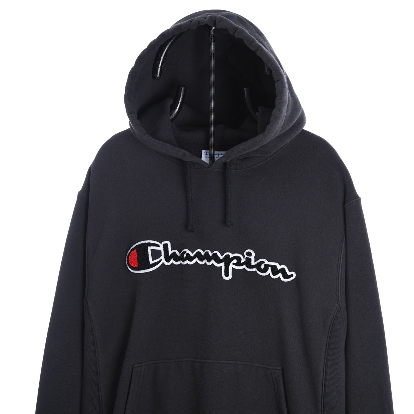 00s Champion Reverse Weave Black Embroidered hoodie (M)