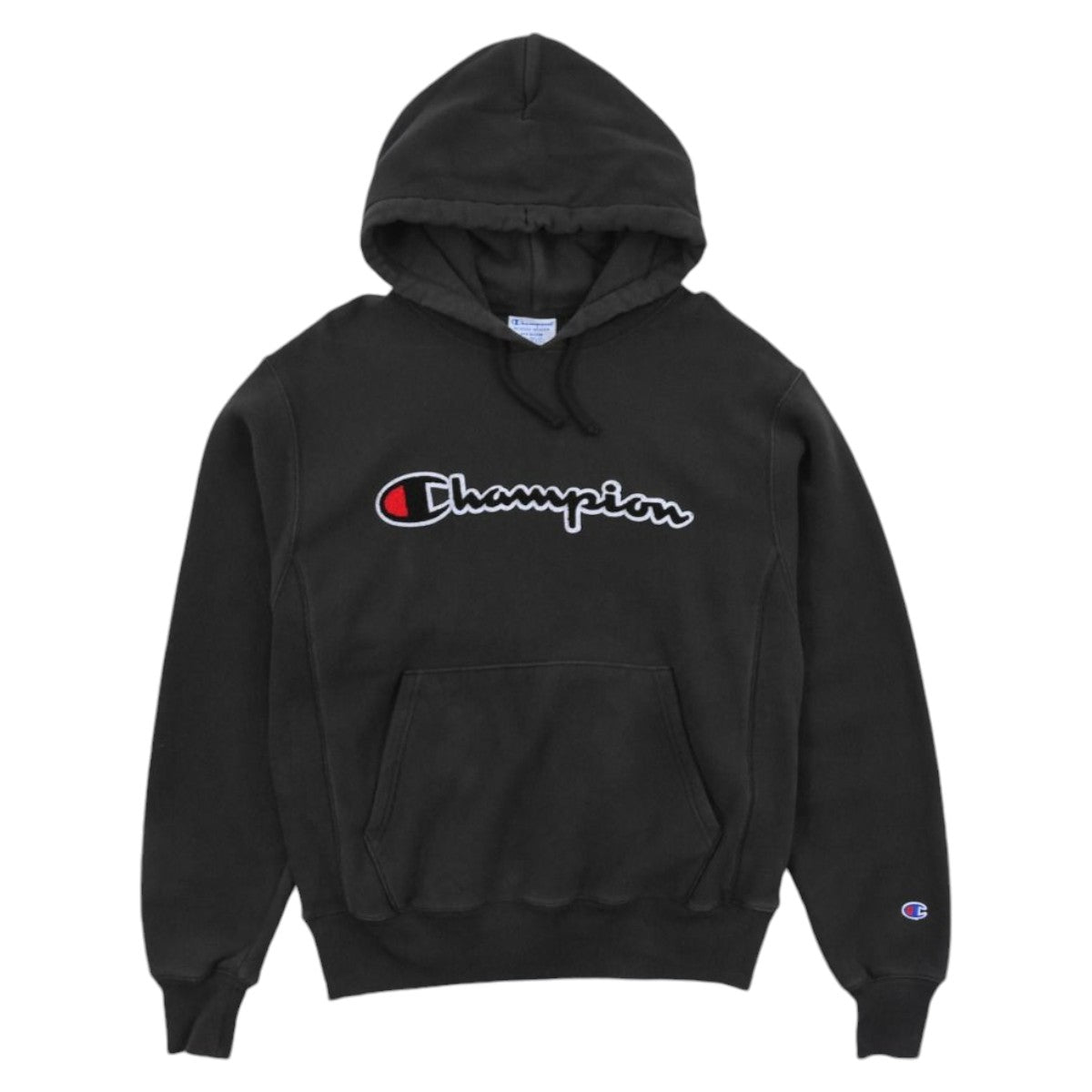 00s Champion Reverse Weave Black Embroidered hoodie (M)