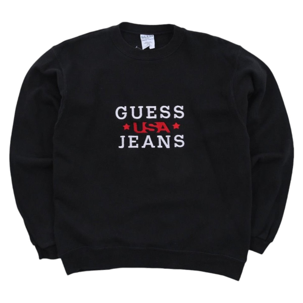 90s Guess Jeans Black Embroidered Sweatshirt (XS)