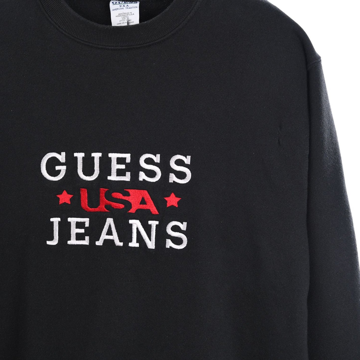 90s Guess Jeans Black Embroidered Sweatshirt (XS)