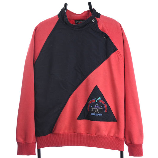 90s Puma Red/Black Embroidered Panel Sweatshirt (M)