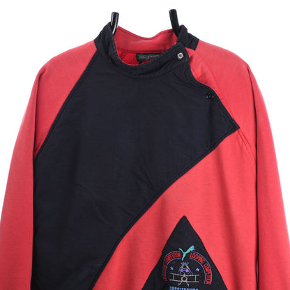 90s Puma Red/Black Embroidered Panel Sweatshirt (M)