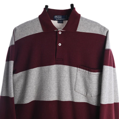 90s Polo Ralph Lauren Burgundy/Grey Sweatshirt (L)