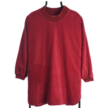 70s Red Corduroy Short Sleeve Sweatshirt (L)