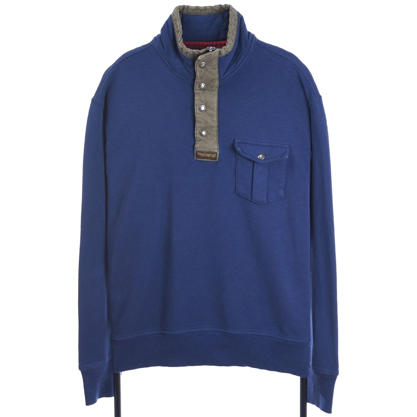 00s Polo Ralph Lauren Blue Snap Button Sweatshirt (XL)