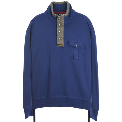 00s Polo Ralph Lauren Blue Snap Button Sweatshirt (XL)