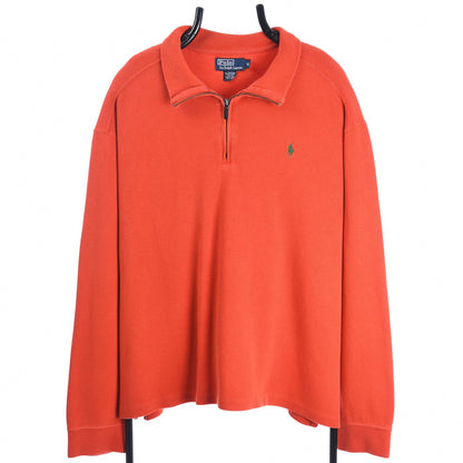 00s Polo Ralph Lauren Orange Embroidered 1/4 Zip Sweatshirt (XXL)