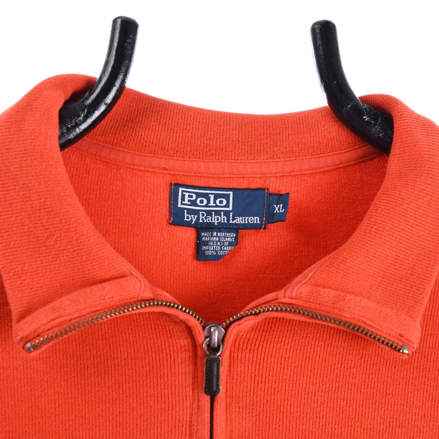 00s Polo Ralph Lauren Orange Embroidered 1/4 Zip Sweatshirt (XXL)