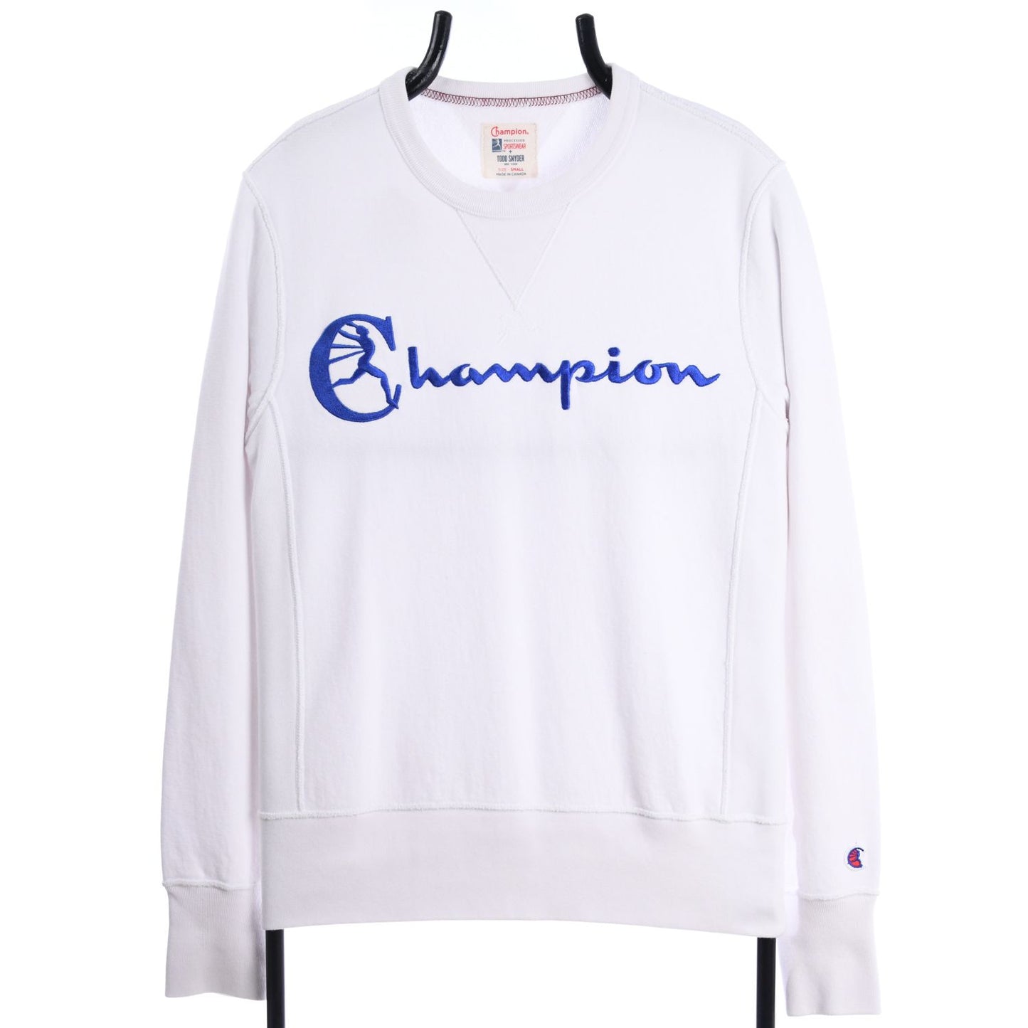 90s Champion White Embroidered Sweatshirt (S)