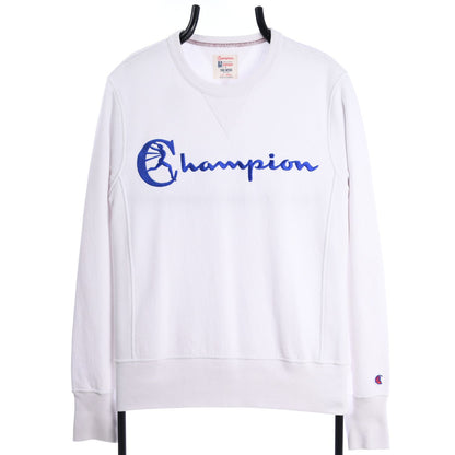 90s Champion White Embroidered Sweatshirt (S)