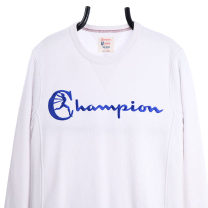 90s Champion White Embroidered Sweatshirt (S)