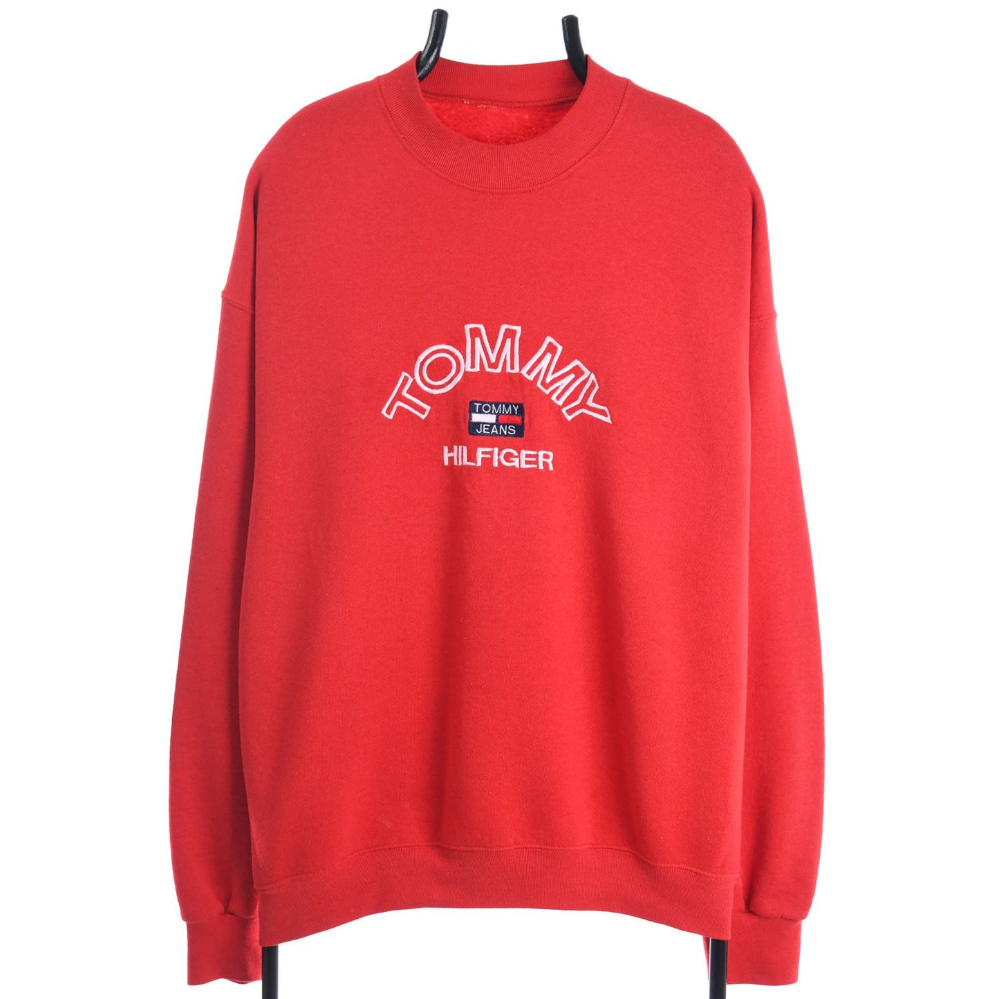 90s tommy Hilfiger Red Embroidered Sweatshirt (L)