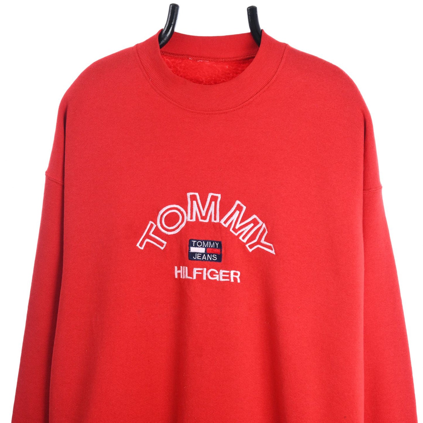 90s tommy Hilfiger Red Embroidered Sweatshirt (L)