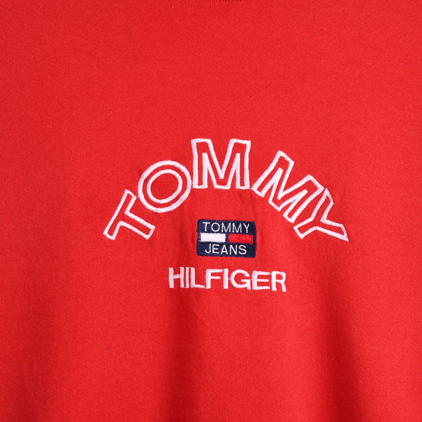 90s tommy Hilfiger Red Embroidered Sweatshirt (L)