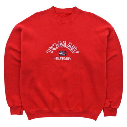 90s tommy Hilfiger Red Embroidered Sweatshirt (L)