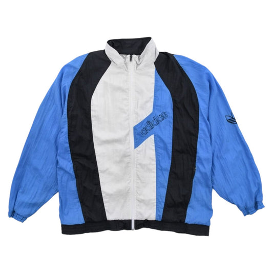 90s Adidas Blue/White Shell Track Jacket (L)