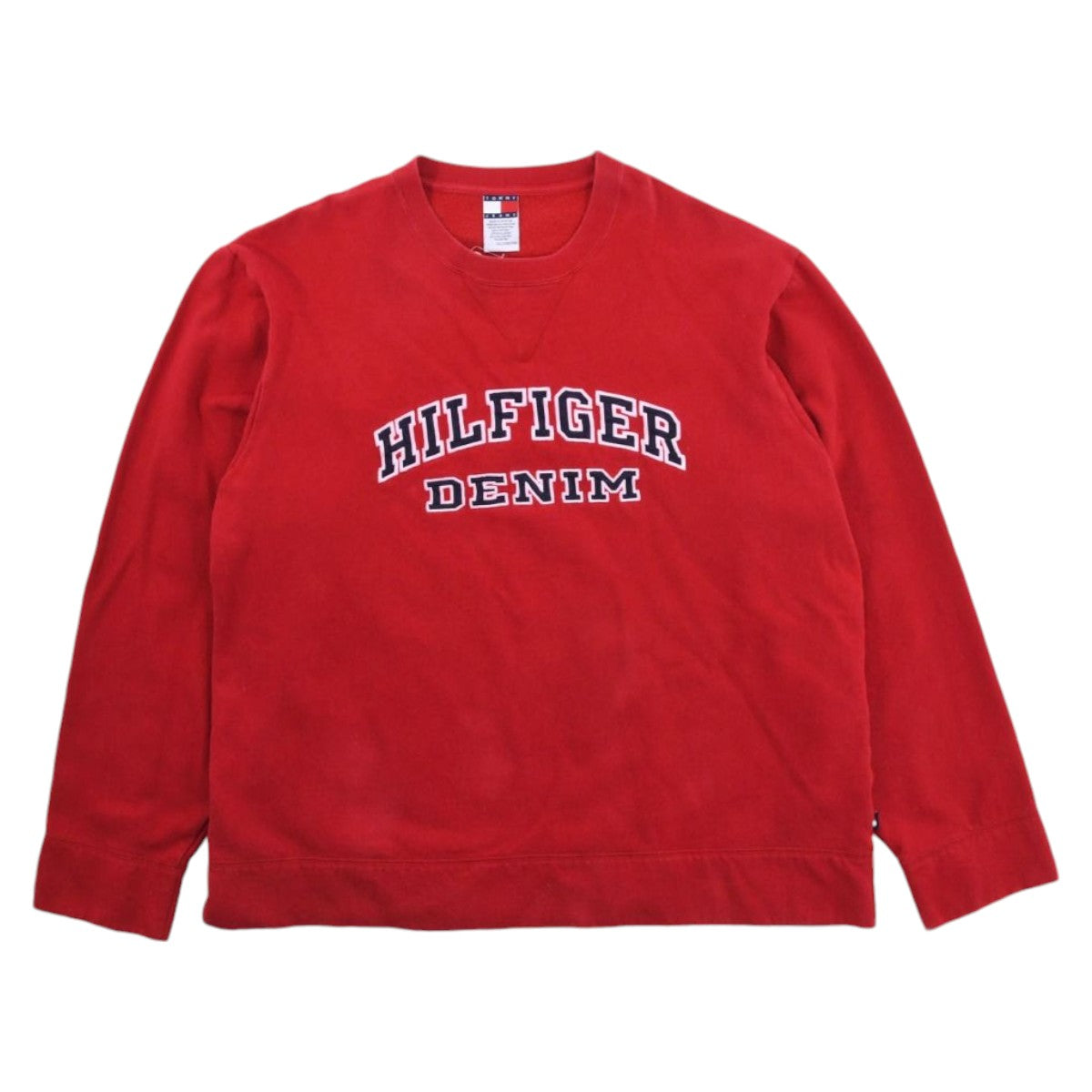 90s Tommy Hilfiger Denim Red Embroidered Sweatshirt (XXL)