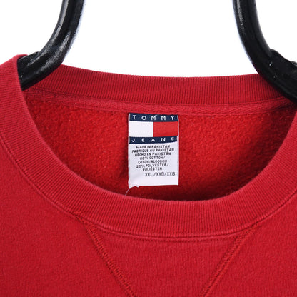 90s Tommy Hilfiger Denim Red Embroidered Sweatshirt (XXL)