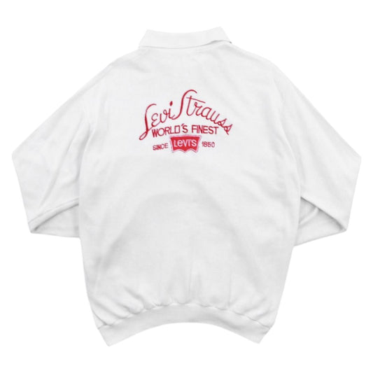 80s Levi's White Collared Sweatshirt (L)