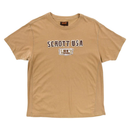 00s Schott Brown Embroidered T-Shirt (M)