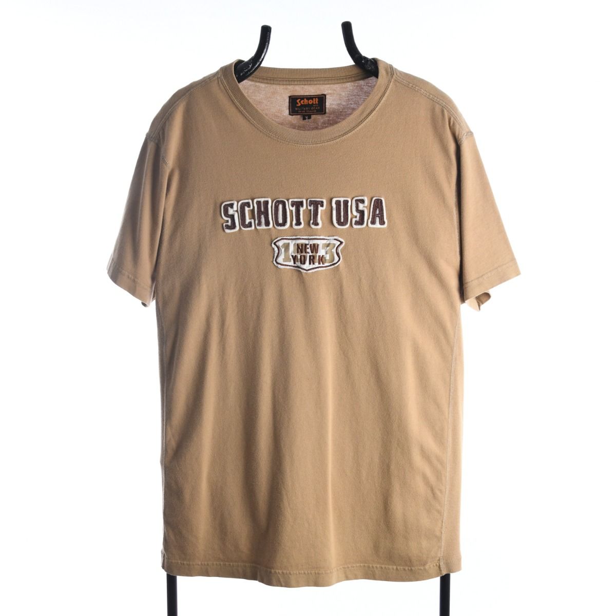 00s Schott Brown Embroidered T-Shirt (M)