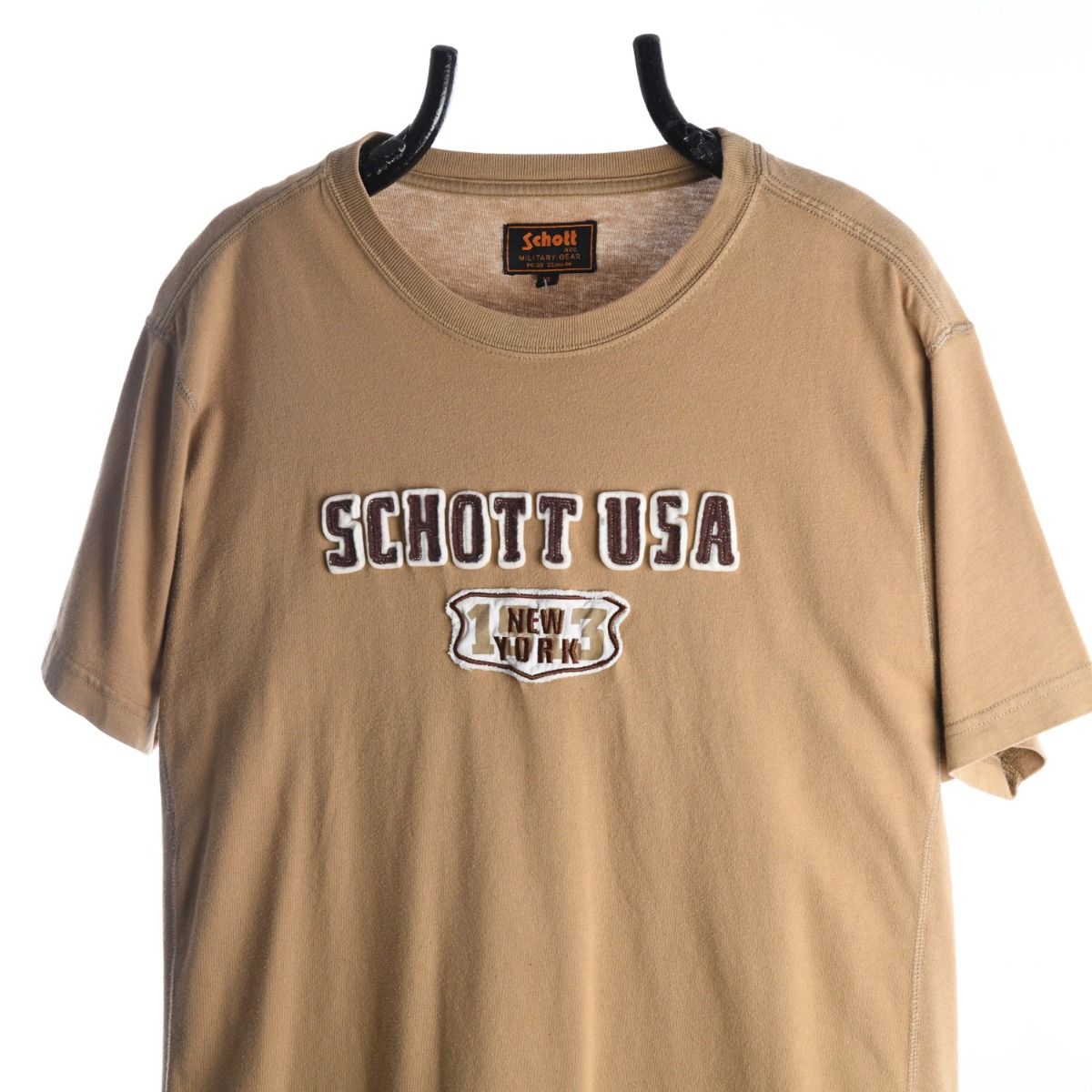 00s Schott Brown Embroidered T-Shirt (M)