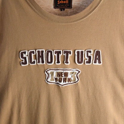 00s Schott Brown Embroidered T-Shirt (M)