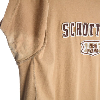 00s Schott Brown Embroidered T-Shirt (M)