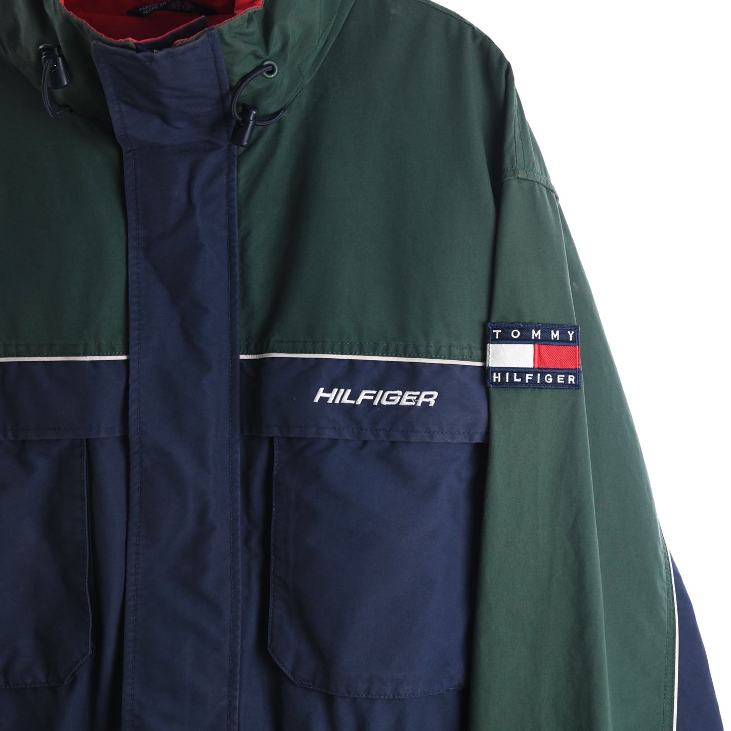 90s Tommy Hilfiger Green/Navy Light Jacket (XL)