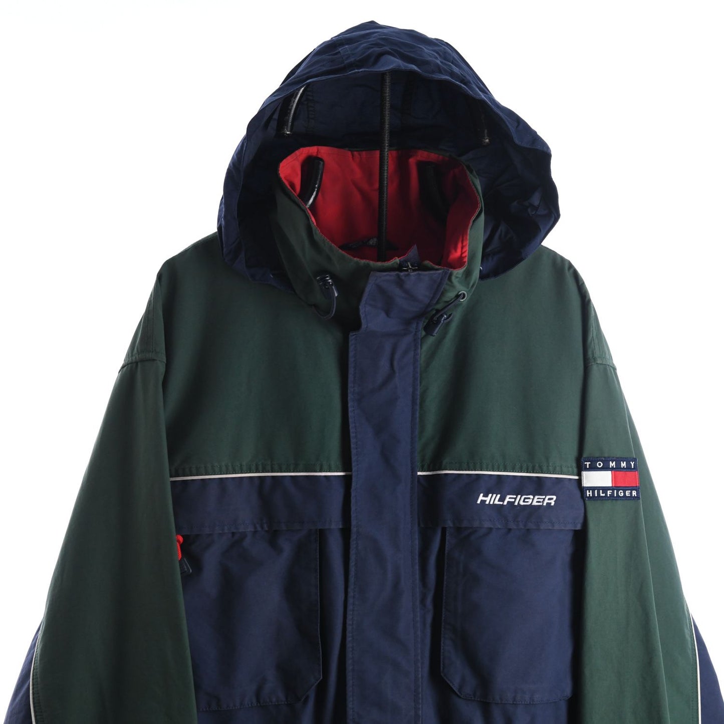 90s Tommy Hilfiger Green/Navy Light Jacket (XL)