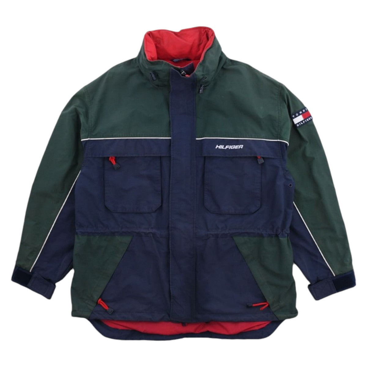 90s Tommy Hilfiger Green/Navy Light Jacket (XL)