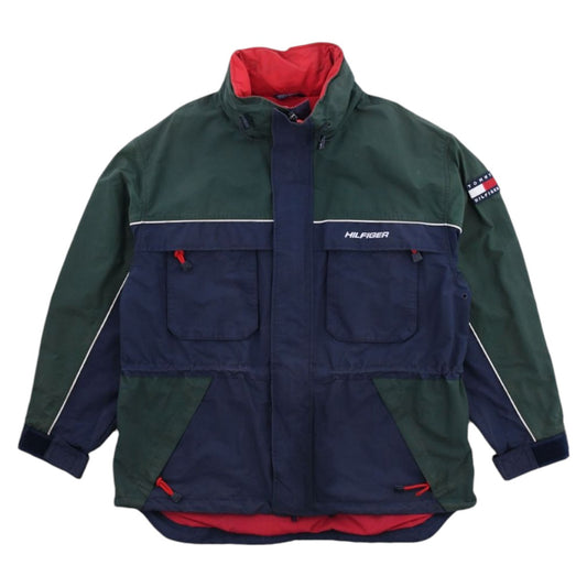 90s Tommy Hilfiger Green/Navy Light Jacket (XL)