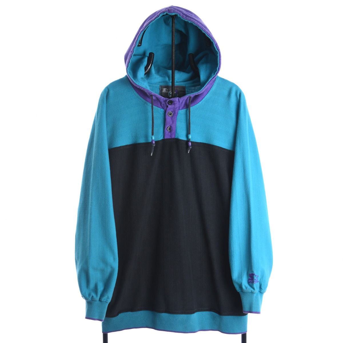 80s Starter Embroidered Black/Blue Hoodie (L)