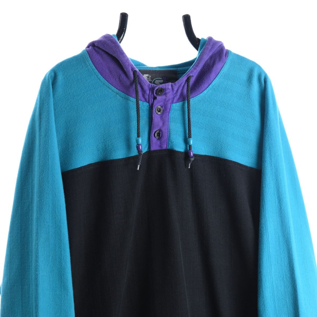 80s Starter Embroidered Black/Blue Hoodie (L)