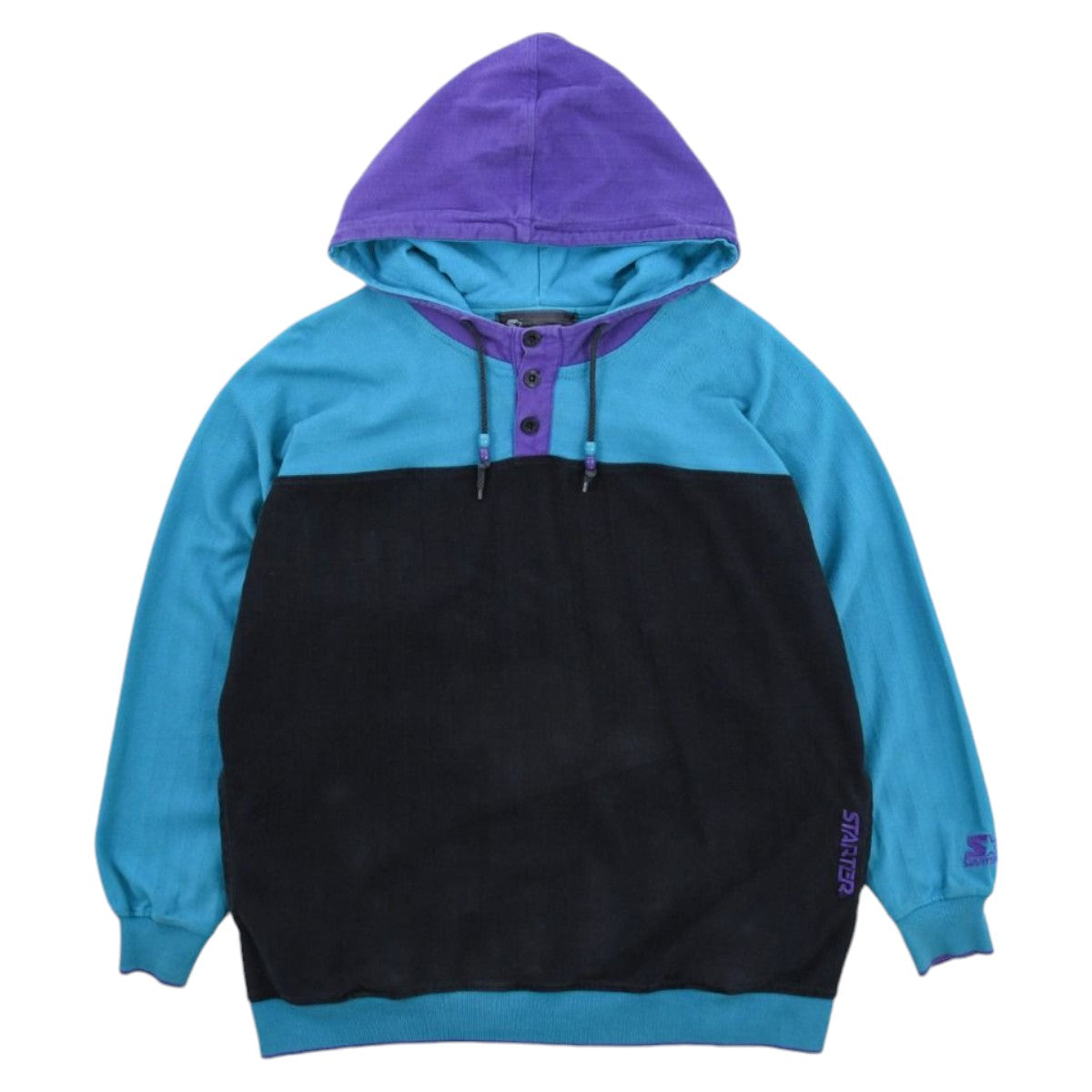 80s Starter Embroidered Black/Blue Hoodie (L)