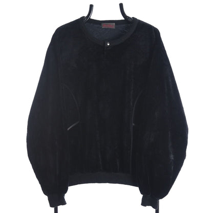 70s Black Velvet Sweatshirt (S)