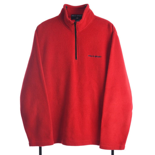 90s Polo Sport Red Embroidered 1/4 Zip Fleece (L)