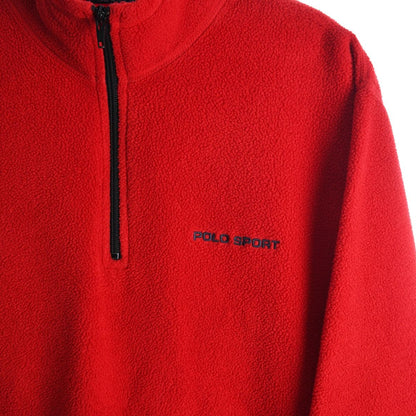 90s Polo Sport Red Embroidered 1/4 Zip Fleece (L)