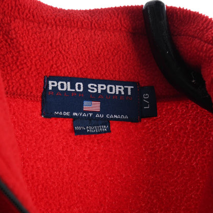 90s Polo Sport Red Embroidered 1/4 Zip Fleece (L)