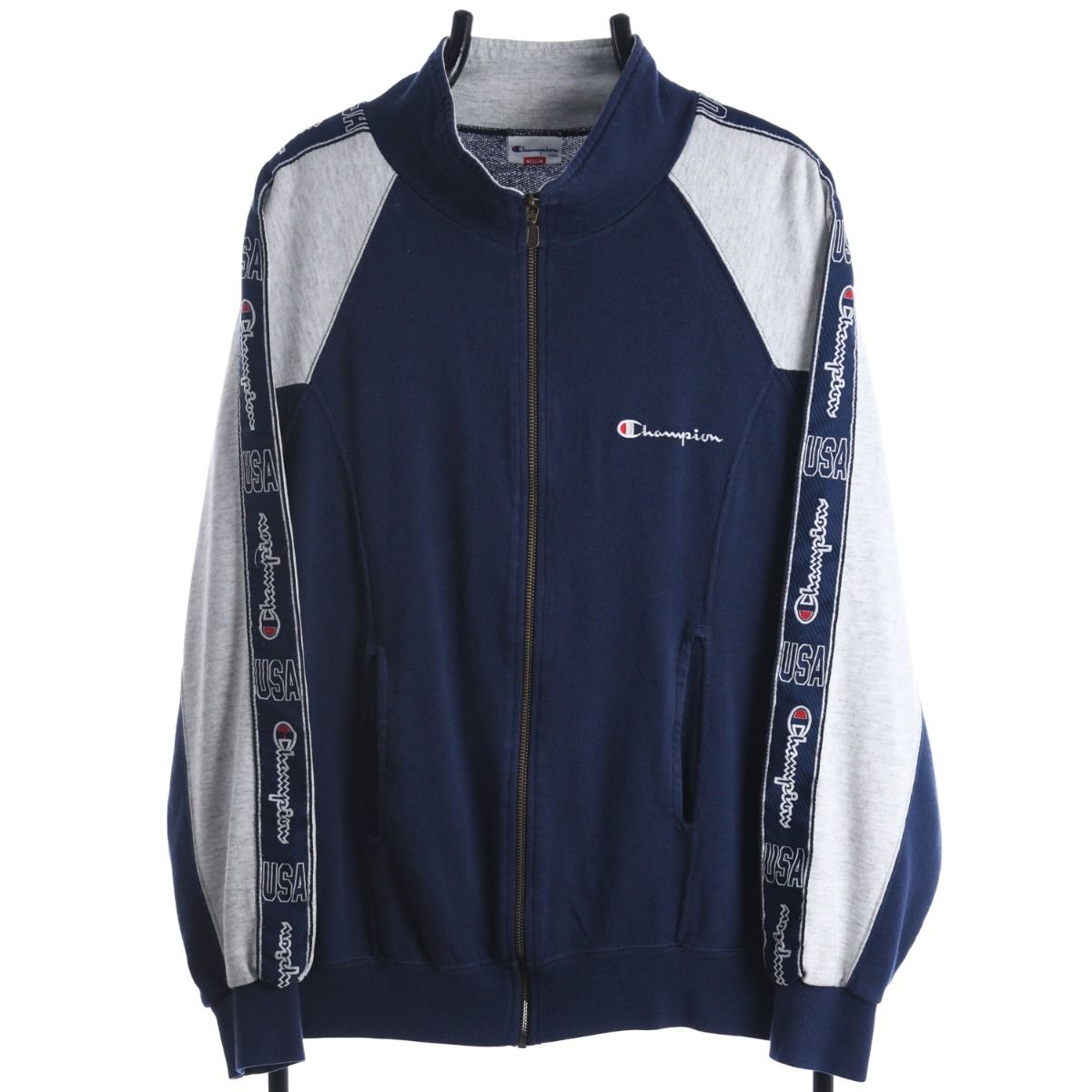 90s Champion Navy Cotton Full Zip Track Jacket (M)